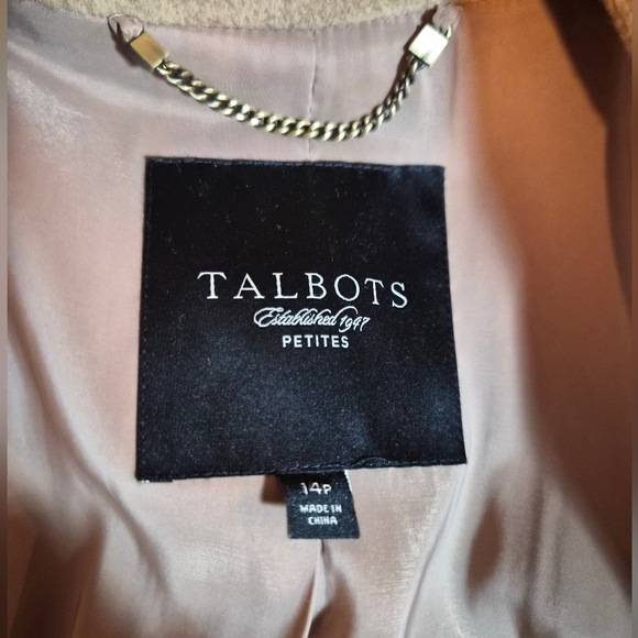 ​Talbots Petites Camel Wool & Angora Blend Belted Wrap Coat - Size 14P - Picture 3 of 8